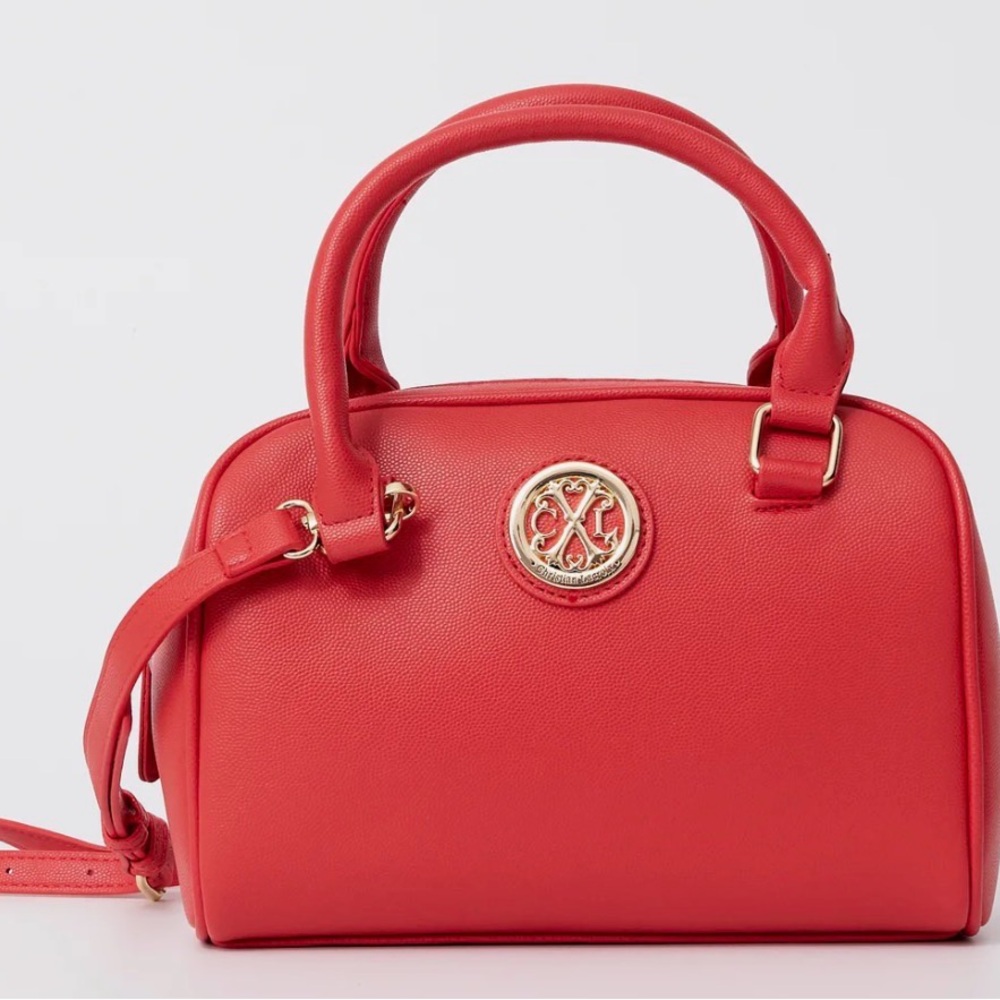 NWT Christian Lacroix CXL Neri Caviar Structured Satchel Red $169 Retail